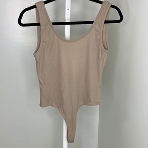 Urban Planet Tan Low Back Ribbed Tank Bodysuit